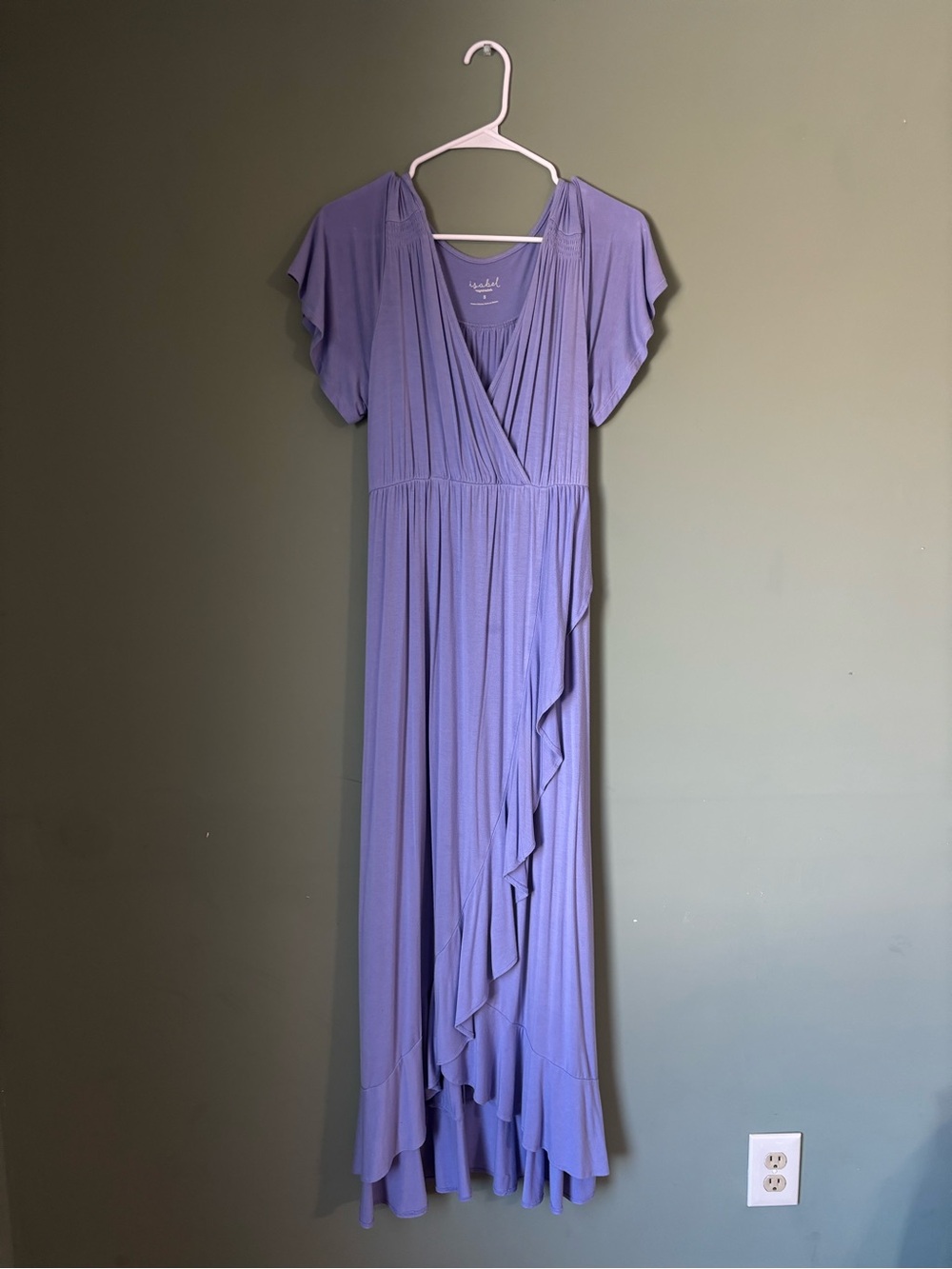 INGRID+ISABEL Soft Lavender Maternity Maxi Dress with Ruffle Cascade - Women